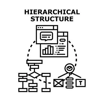 Hierarchical structure representing company organization data management Stock Illustration