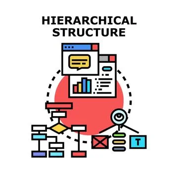 Hierarchical structure representing company organization data management Stock Illustration