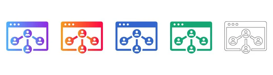 Hierarchical Team Structure Browser Icons Stock Illustration