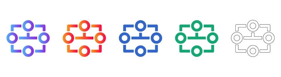 Hierarchical Tree Structure Icons Illustrazione stock