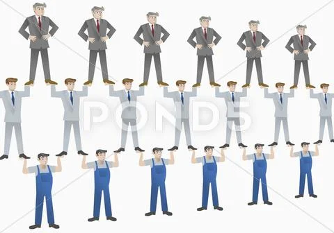 Hierarchy in company against white background Stock Illustration