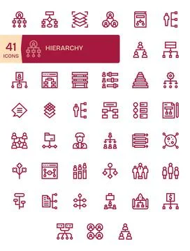 Hierarchy Comprehensive Vector Bundle with 41 Pixel Aligned Bold Line Retin.. Stock Illustration