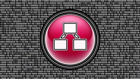 Hierarchy icon. Binary code ( array of bits ) in the screen. Looping footage. Video stock 123866916