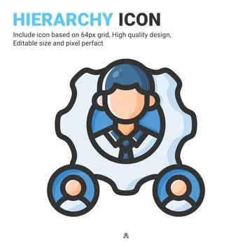 Hierarchy icon vector with outline color style isolated on white background Stock Illustration