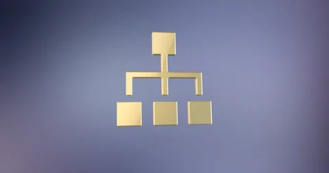 Hierarchy Network Gold 3d Icon Stock Footage