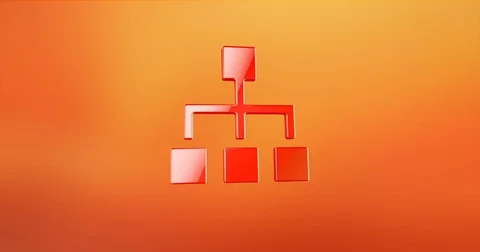 Hierarchy Network Red 3d Icon Stock Footage 71473469