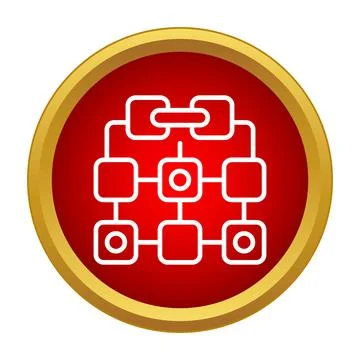 Hierarchy structure flowchart diagram in red gold circle Stock Illustration