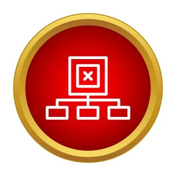 Hierarchy structure having problem icon in red circle Stock Illustration