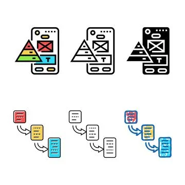 Hierarchy ux ui concepts design color icon vector Stock Illustration