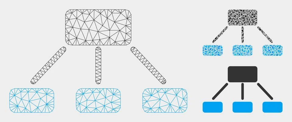Hierarchy Vector Mesh Network Model and Triangle Mosaic Icon イラスト素材