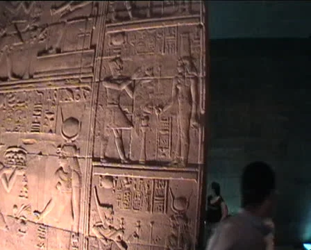 Hieroglyphics inside Temple at Philae in Egypt Stock Footage 22678541
