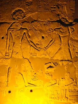 Hieroglyphics on the walls. Stock Photos