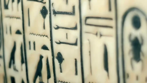 Hieroglyphs of ancient Egypt could represent a letter, a syllable or a word Stock Footage 323938646