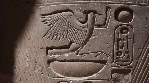 Hieroglyphs on column of Luxor Temple in Egypt, Africa 스톡 동영상 249976526