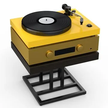 HiFi system with DJ turntable and amplifier on stand for home theater on whit Stockillustratie