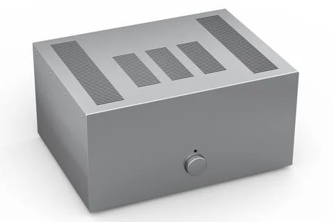 HiFi system with turntable and amplifier for home theater on white background Illustrazione stock
