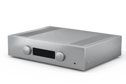 HiFi system with turntable and amplifier for home theater on white background Illustrazione stock