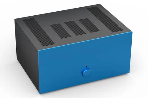 HiFi system with turntable and amplifier for home theater on white background Illustrazione stock