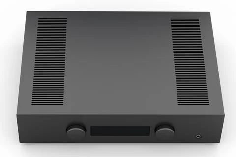 HiFi system with turntable and amplifier for home theater on white background Illustrazione stock