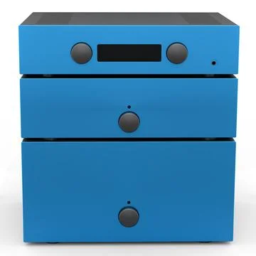HiFi system with turntable and amplifier for home theater on white background Illustrazione stock