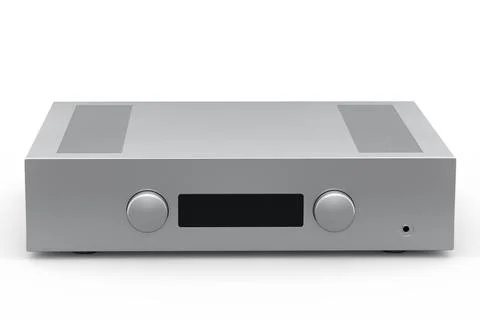 HiFi system with turntable and amplifier for home theater on white background Illustrazione stock