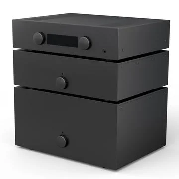 HiFi system with turntable and amplifier for home theater on white background Stockillustratie