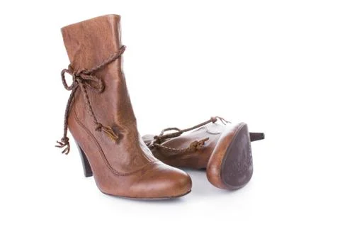 Hig heels half boot isolated on white background Stock Photos