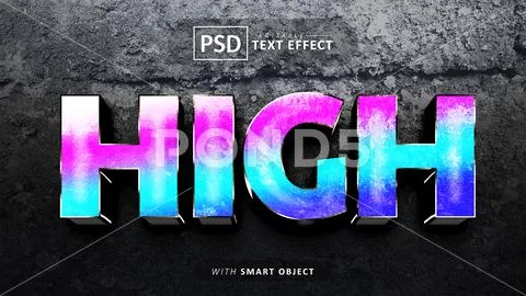 High 3d text effect editable PSD Template