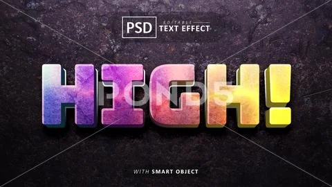 High 3d text effect editable PSD Template