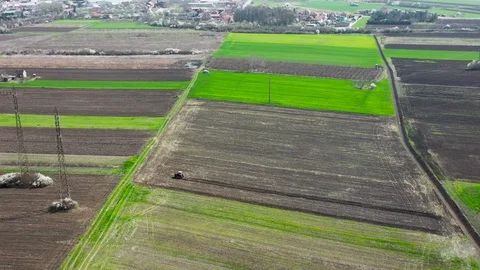 High above the agricultural fields Stock Footage 127541304