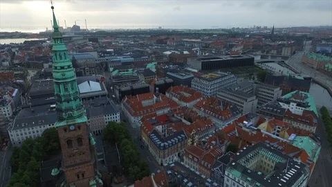 High above Copenhagen Stock Footage 112764267