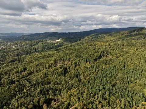 High Above Ground Corridor Connecting Woodland Areas Over Gently Sloping La.. Stock Photos