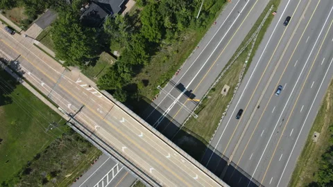 High above highways and interchanges the roads band and the interstate takes you Stock Footage 139255604