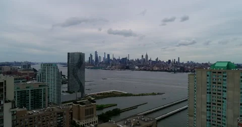 High above Jersey City Stock Footage 149774073