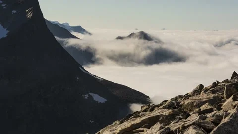 High above a layer of clouds in the Romsdal valley,4k,timelapse 動画素材 230213996
