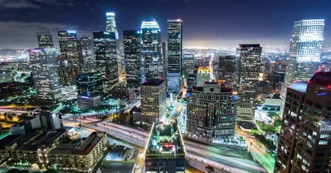 High Above Los Angeles's Freeway Time-Lapse Stock Footage 41757237