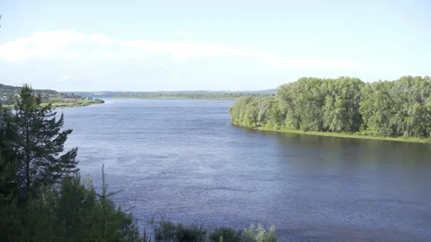 High Above River Looking Straight Down Through Thick Forest of Tall Evergreen Stock-Footage 133315921