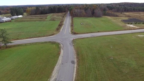 High Above a Rural Intersection Stock Footage 97959293