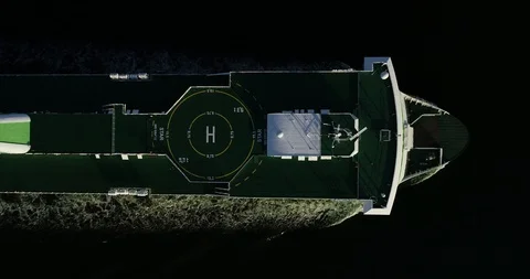 High above top view of big cruise liner ship in the open baltic sea Stock Footage 106899508