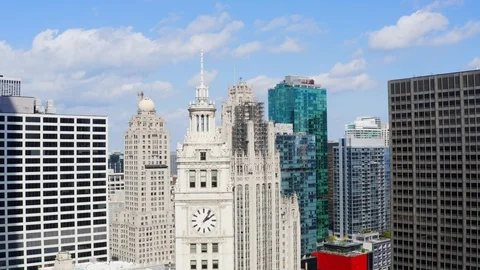 High aerial of Chicago in evening Stock Footage 126231192
