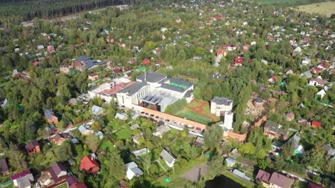 High aerial circle above Event Hall Zhavoronki area Vidéo 330360705