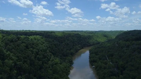 High Aerial Drone Time Lapse of Kentucky River Vidéo 80653744