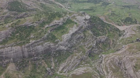 High Aerial Flight With Smooth Rightward Movement Over Green Valley Stock Footage 344567577