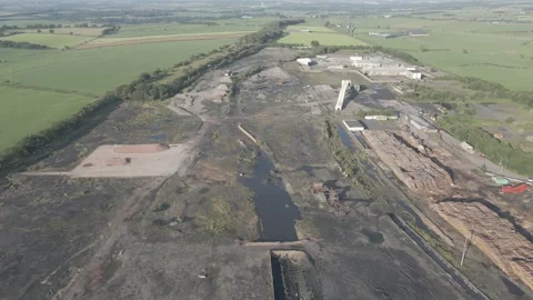 High Aerial Flyover of Former Killoch Colliery Site Stock Footage 339075275