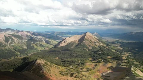 High aerial of Gothic Mountain in Crested Butte Colorado on beautiful fall day Stock Footage 251095327