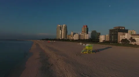 High aerial panorama of South Beach in Miami Beach Stock Footage