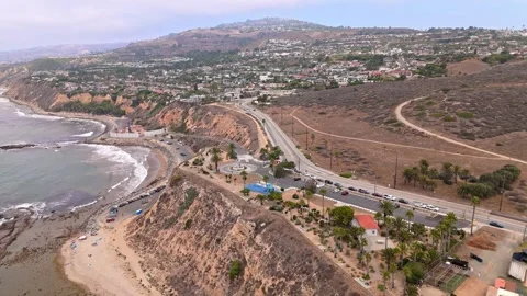 High aerial pull out shot of White Point Beach Stock Footage 314583578