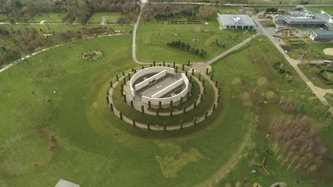 High aerial shot of The Armed Forces Memorial, drone aerial 4K Stock Footage 101211597