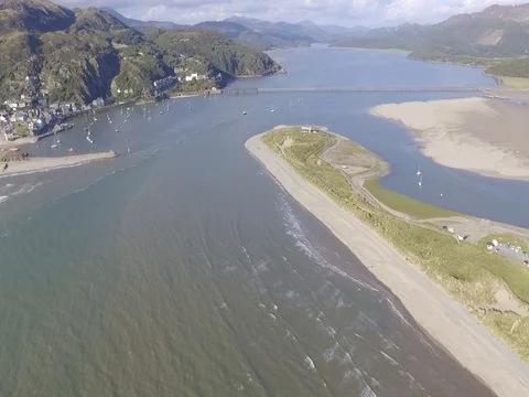 A High Aerial Shot Looking Down Over Fairbourne Stock Footage 80884439