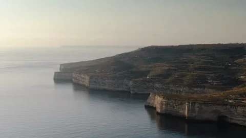 High Aerial Shot in Malta at Dingli Cliffs Stock Footage 112977667